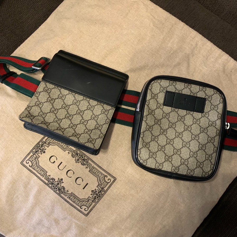 Authentic Gucci Black and Brown Crossbody Bag